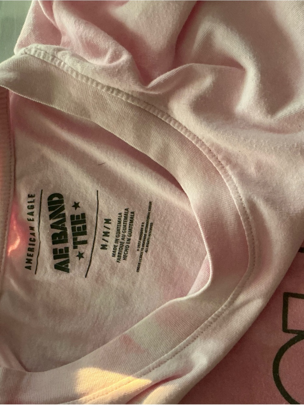 American Eagle Light Pink Band Tee Crewneck